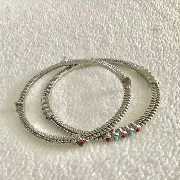 Graziano Crystal & Turquoise Bangle Bracelet Set - Picture 4 of 6